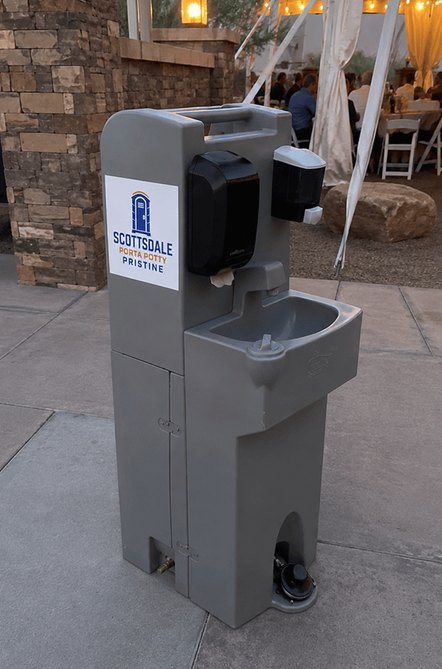 Portable handwash station rental with soap and paper towel dispensers