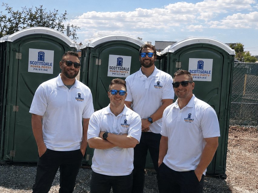 Scottsdale Porta Potty Pristine delivery and service crew at the yard